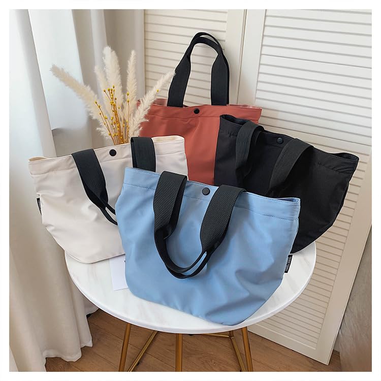 Bitcuem Tote Bag for Men and Women, Lightweight, A4 Size, Nylon, Large Capacity, 2-Way, Perfect for Commuting, School, Travel, Shopping, and Walking