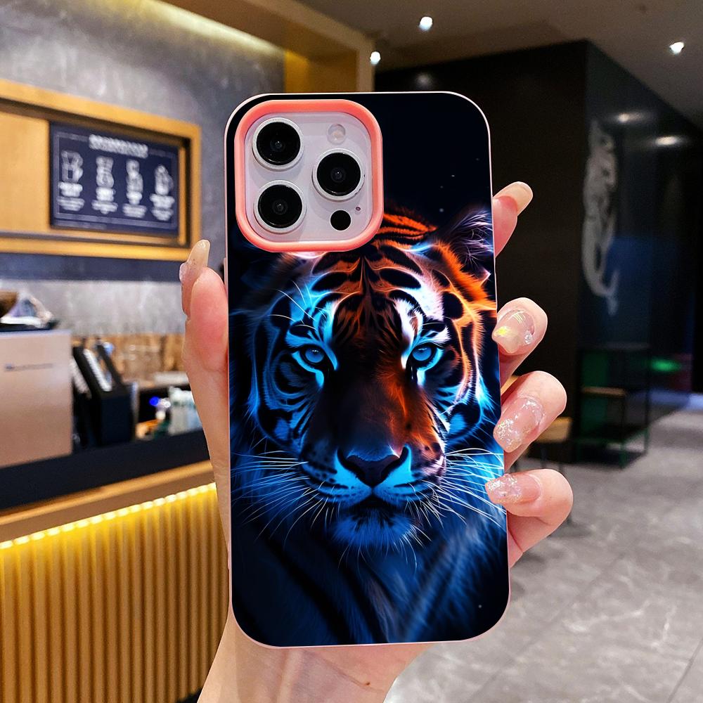 

Tiger Neon Jelly Double layer Pink Mobile Phone Case for iPhone 17 16 15 14 13 12 11 Air Pro Max Plus Protective iPhone 12 Pro