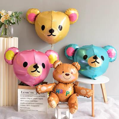 Aluminum Film Balloon Three-Dimensional 4D Bear Cartoon Animal Head Helium Floating In The Air Birthday Party Decoration Balloon