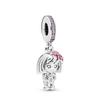 925 Silver Love Footprints Bead Double Pendant Charm for DIY Bracelet Jewelry Making Gift for Boy Girl Friend