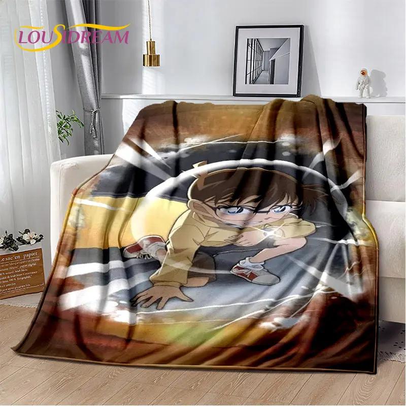 Detektyw Conan Cartoon Anime miękki pluszowy koc, flanelowy koc rzut koc do salonu sypialnia kanapa z funkcją spania narzuta na piknik 3D