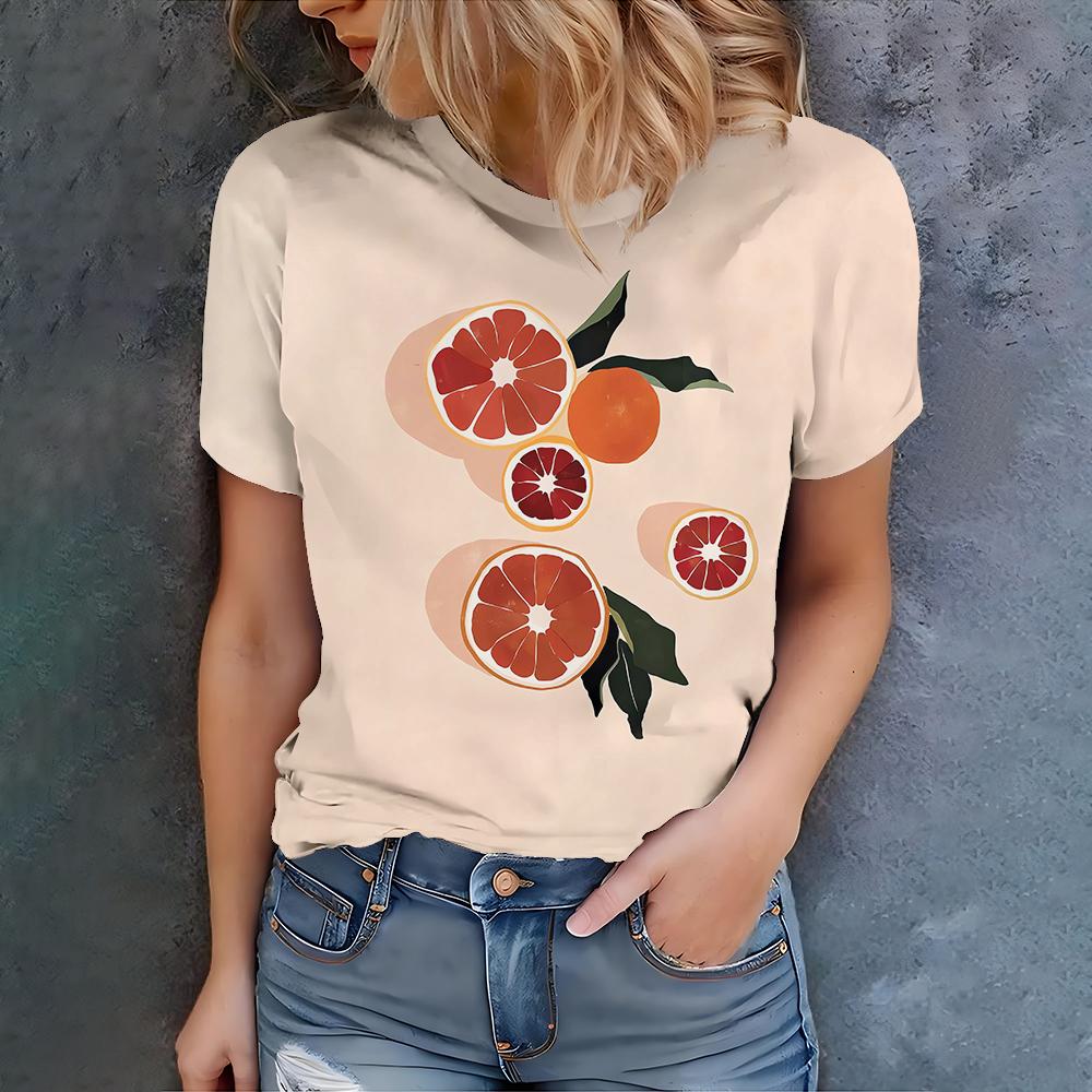 Fashion and Artistic Style Blue Floral Red Floral Print Daily Casual Women's Short Sleeved T-shirt
