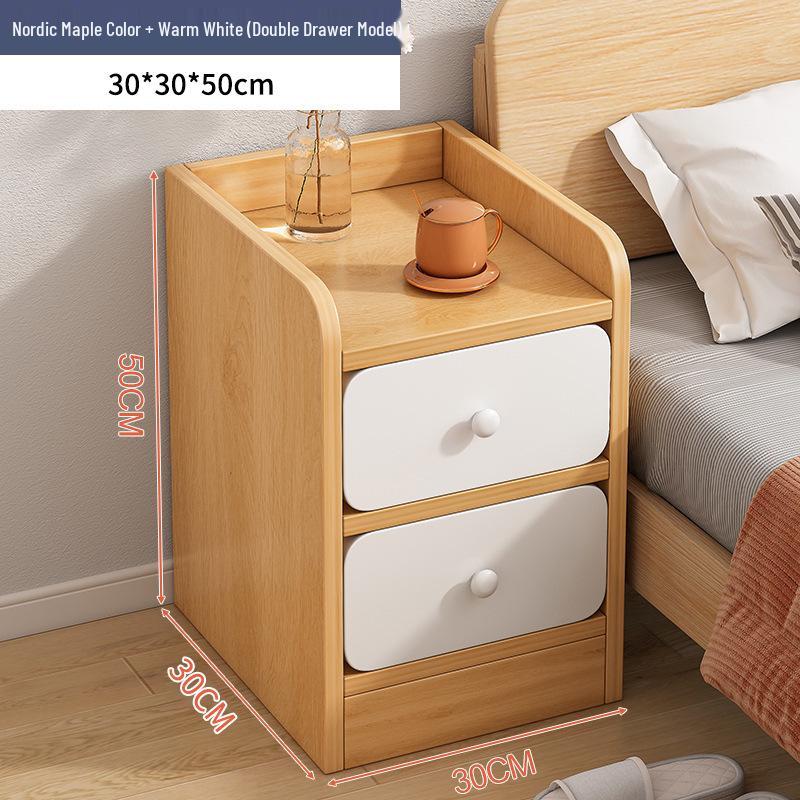 Compact Bedside Table with Storage Shelf for Small Spaces