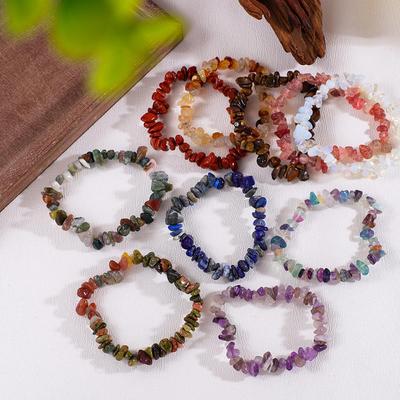 Pulseira de Contas em Barra de Cristais Naturais DIY Acessórios de Pulseira de Pedras Preciosas Irregulares