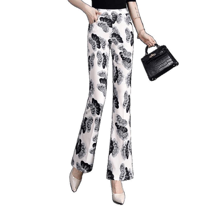 Elastic Waist Plaid Micro Flare Pants - Slimming Bodycon Stretchy Women's Fashion for Summer 2025.