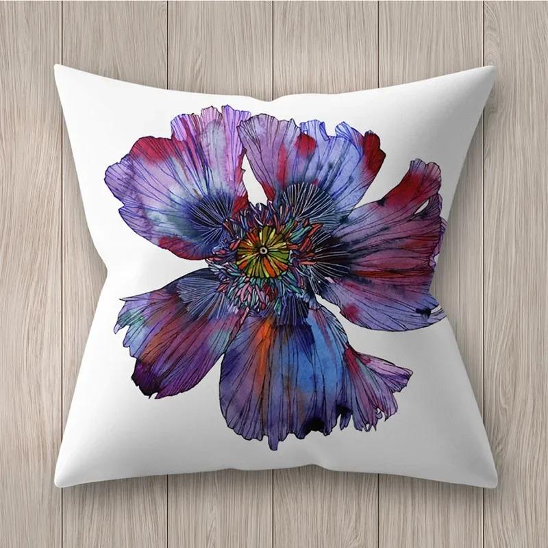 Square Polyester Cushion Cover Living Room Home Decor Throw Pillow  Rustic Rose Printed  Case