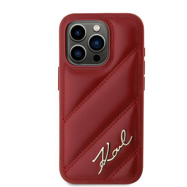 Karl Lagerfeld Klhcp15Lpqdsmgr Iphone 15 Pro 6.1 Czerwony/Red Hardcase Diagonal Quilted Script