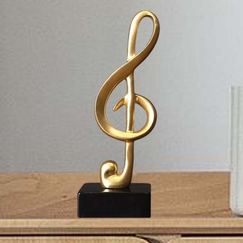 Musical Note Figurines Creative Home Decoration Resin Golden Sculpture Piano Office Desktop TV Cabinet Ornaments Birthday Gifts