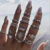 15-teiliges Set Boho Damen Strass Blatt Herz geometrische Fingerringe Schmuck Geschenk