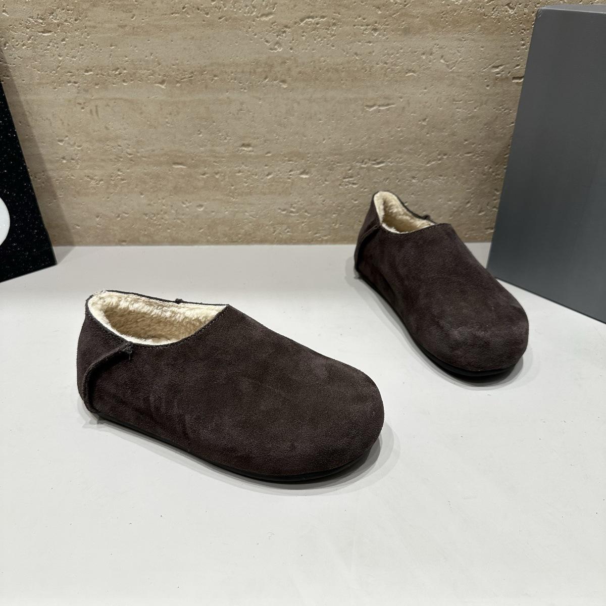 

Туфли в стиле ретро из матовой кожи, женские, зимние, 2025, бархатные, с плоским дном, универсальные, с круглым носком, женские туфли 40