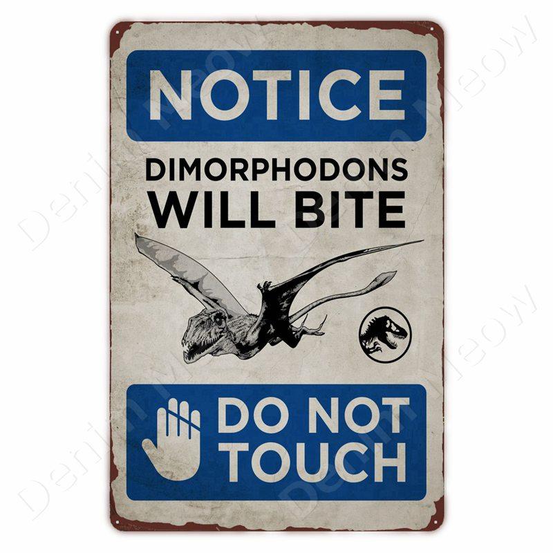 Vorsicht vor Dinosauriern Lustiges Vintage Blechschild Triceratops Plakette Wanddeko Garten Bauernhaus Außen Dekoration Vorsicht S