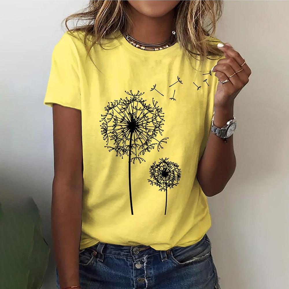 Summer Women's Short-sleeved Dandelion Youth High Cost Leisure Everything Vitality Color Choice