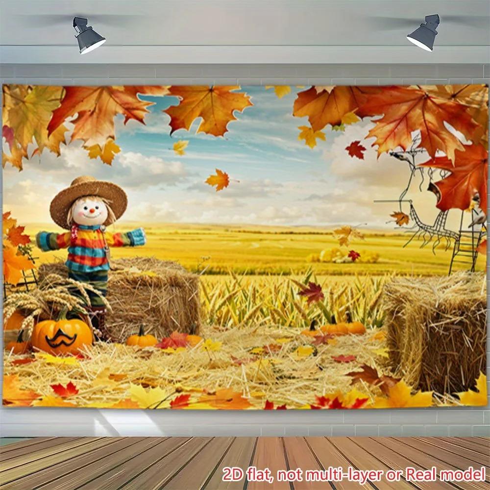 Send a 2D banner print on a flat surface, 1 piece, scarecrow, pumpkin, grasslandXY