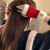 1Pair Fingerless Gloves Solid Color Plush Warm Knitted Soft Half-Finger Flexible Cold-proof