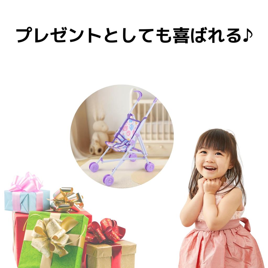 Stroller for Pretend Convenient Portable Bear Mel-chan Dolls, Foldable, Play, Childcare, Lightweight, Cute, Small, Space-Saving, Storage, Lightweight,