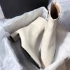 Autumn and Winter Elegant Square Head Thick Heel Side Zipper Solid Color Stitching Black High Heel Fashion Boots for Women