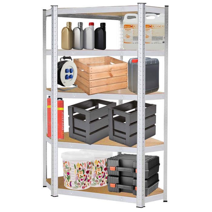 Springos® Étagère d’angle en métal pour cave 124 x 180 x 90 cm, 5 tablettes - max. 875 kg