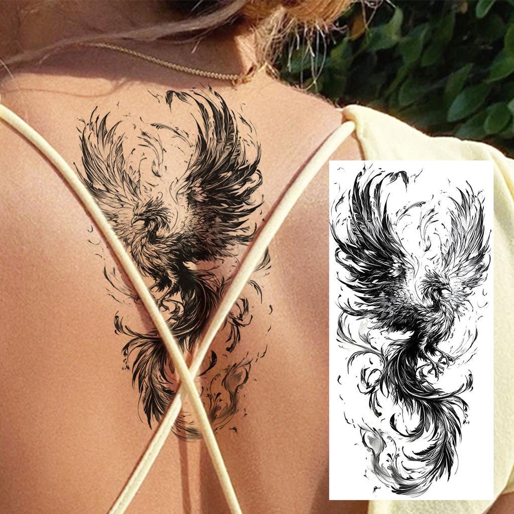 1 Sheet Phoenix Watercolor Temporary Tattoos For Women Girls Fake Covers Up Water Transfer Tattoo Sticker Adults Arm Waist Thigh