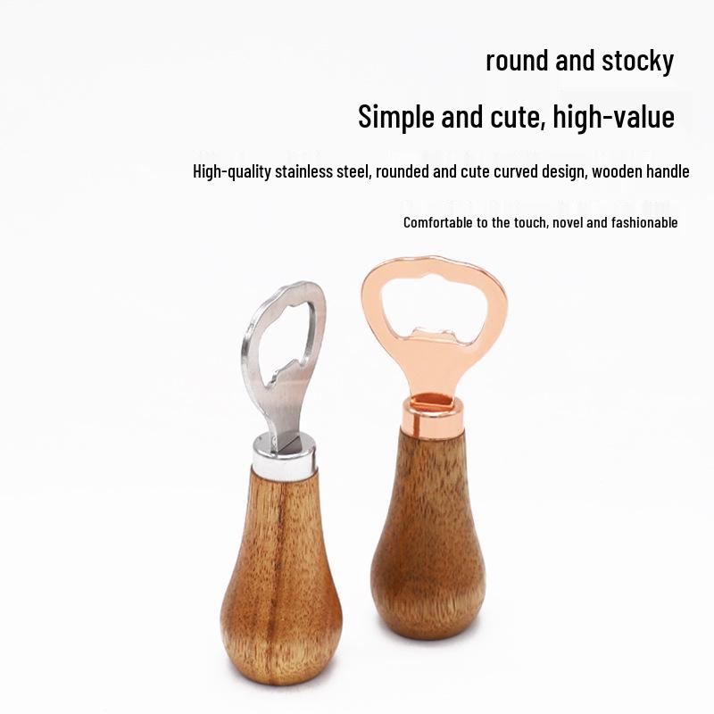 Rose Gold Vertical Wine Opener with Solid Wood Handle