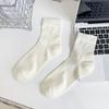 Spring and Summer Thin Solid-color Combed Cotton Boneless Women's Socks, Simple and Versatile, White Comfortable Pile-up Socks