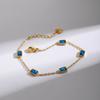 Yori Trendy Square Blue Zirconia Bracelet Vintage Stainless Steel Elegance Summer Jewelry for Women Gift 2025 Wholesale