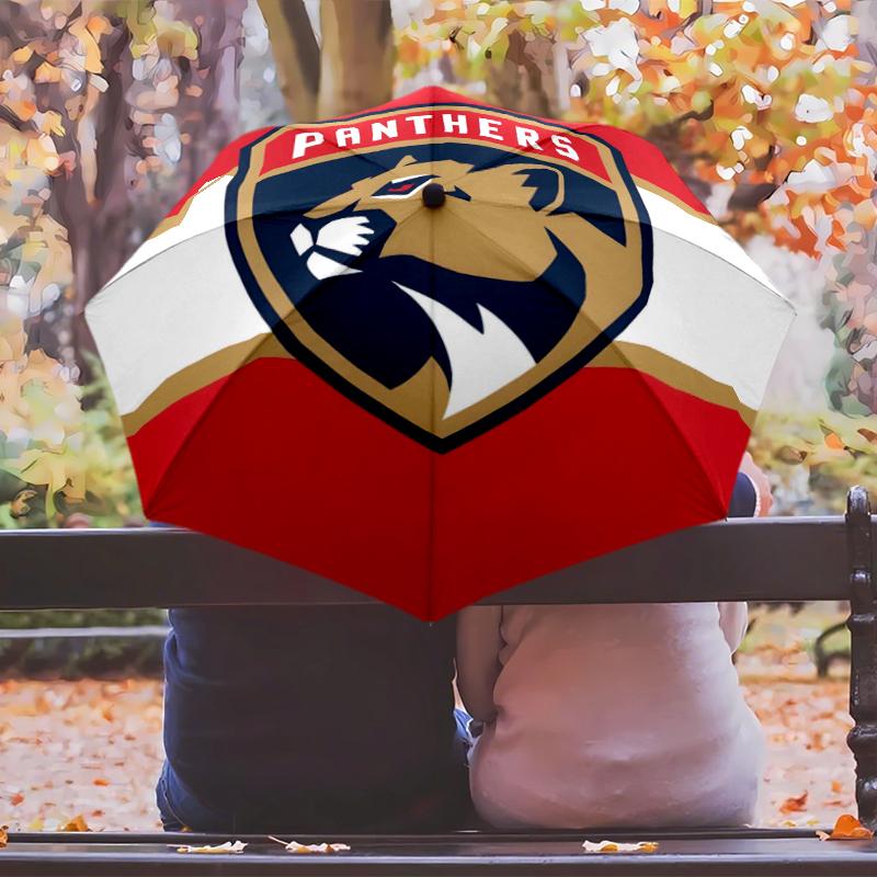 Florida Panthers Fashionable Automatic Opening/Closing Folding Umbrella. Portable and Foldable, Ideal for Gift, Travel, and Daily Use