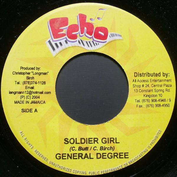 

7-дюймовая пластинка GENERAL DEGREE / WAYNE MARSHALL - Soldier Girl / Let Drums Play НЕТ Echo 2004 Ямайка Регги, Ска и Даб Б/У