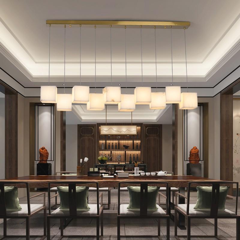 White Noble Luxury Marble Cube LED Home Decoration Chandelier Lighting 2024 New Trend For Dinning Table