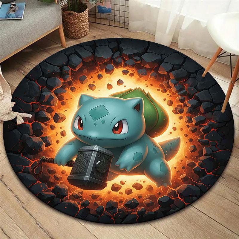 Cartoonflames Round Area Rug,Carpet Rug for Living Room Bedroom Sofa Playroom Decor,Non slip Floor Mat
