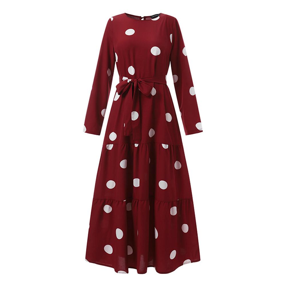 Nuevo Vestido Abaya musulmán de lunares para mujer, vestidos largos bohemios para fiesta