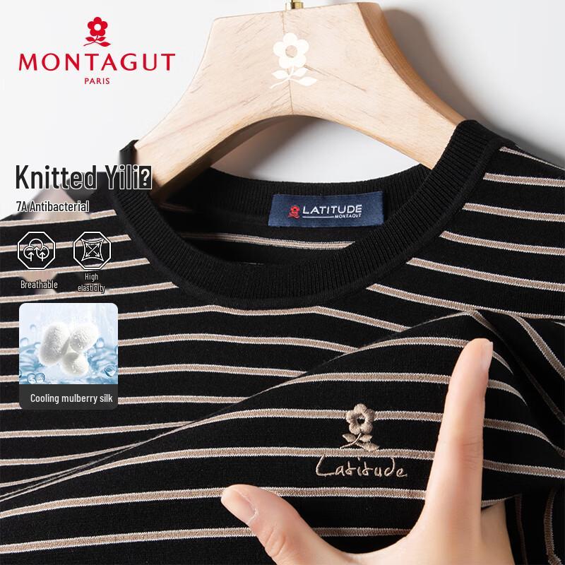 MONTAGUT Men s Silk Blend Cool-Touch Anti-Bacterial Round Neck T-Shirt 56