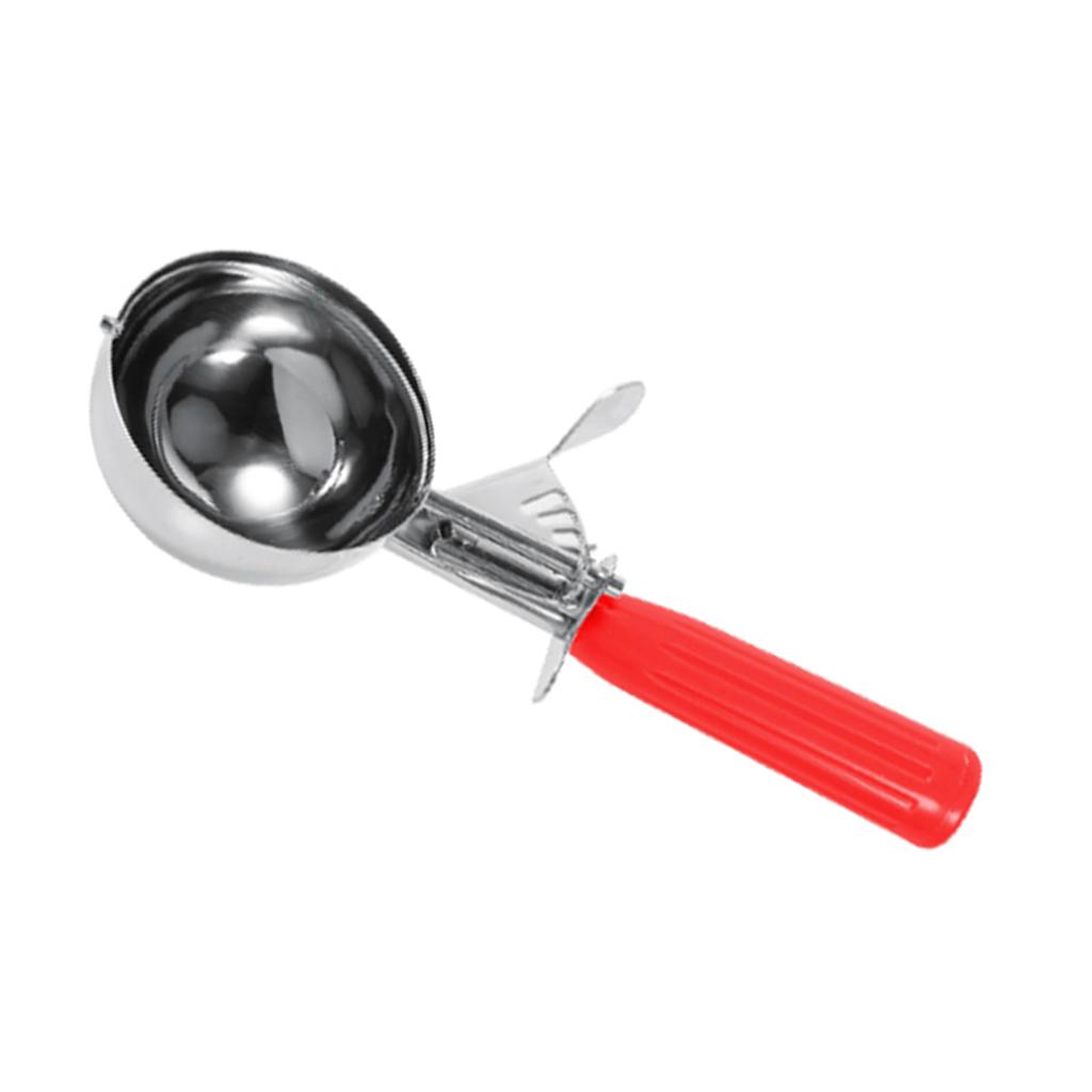 Practical Stainless Steel Fruit Ice Cream Scoop Spoon with Plastic Handle Kitchen Tool (5.2cm)