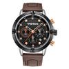 Men's Multi-functional Quartz Sports Watch with Genuine Leather Band