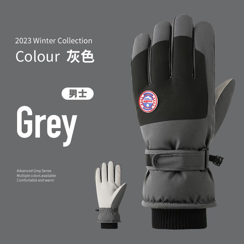 Ski Gloves Fleece Men's and Women's Ski Gloves Female Students Outdoor Electric Vehicle Riding Fleece Finger Gloves Men's Winter