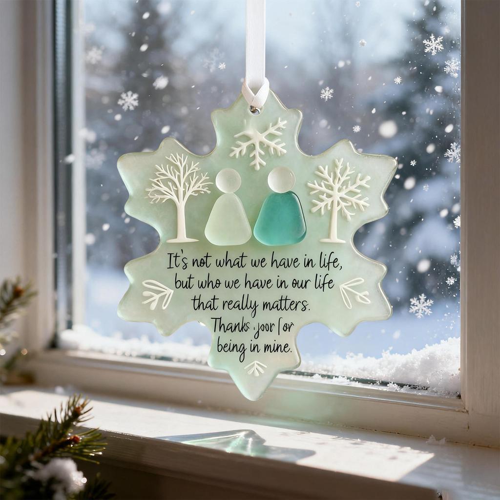 Sea Glass Snowflake Ornaments Acrylic Friendship Pendant Snowflake-Shaped Friendship Hanging Pendant for Hallway Festival
