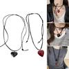 Fashionable Resin Heart Choker with Velvets Tie Adjustable Length Neckchain for Women Eye Catching Sweater Chain Jewelry