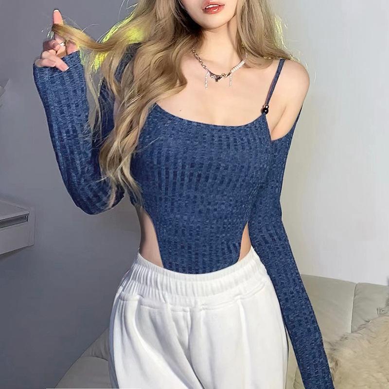 Evropský a americký styl Jarní Dámské Jednobarevné Úzký střih Móda s dlouhým rukávem Sexy overal bez zad