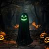 Halloween Ghost Decoration for Outdoor, Large Light Up Standing Ghost, Adjustable Spooky Black Ghost Decor for Porch, Yard Lawn