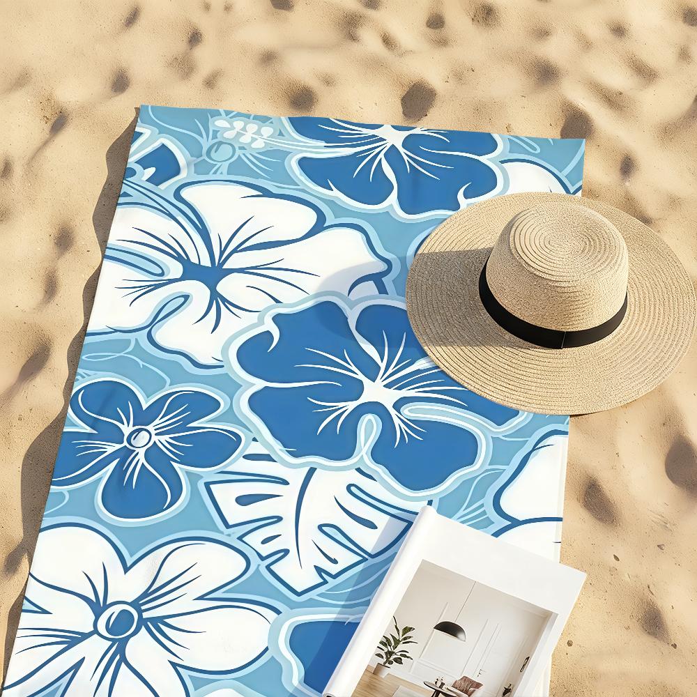 Blue Hibiscus Towel Quick Drying Beach Towels Are Suitable For Swimming Pools Camping Yoga And The Gym