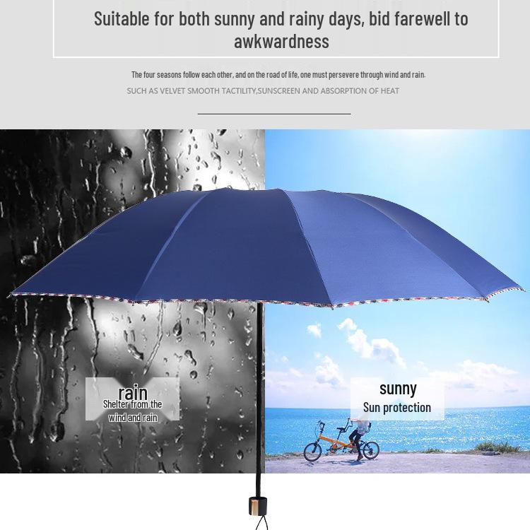 Extra-Large Reinforced Double Business Umbrella - UV Protection & Weather Resistant