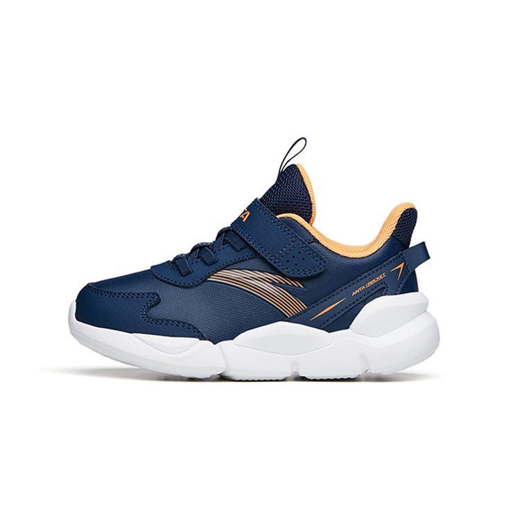 Anta Leather Shock Absorbing Non-Slip Durable Lightweight Low-Top Kids Running Shoes Kids sneaker Blue Yellow A312149951A-2