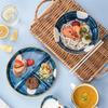 1person Family Breakfast Plate Fat-reducing Quantitative Divider Plates Ceramic Dinner Plate Hand Drawn Three Grid Plates