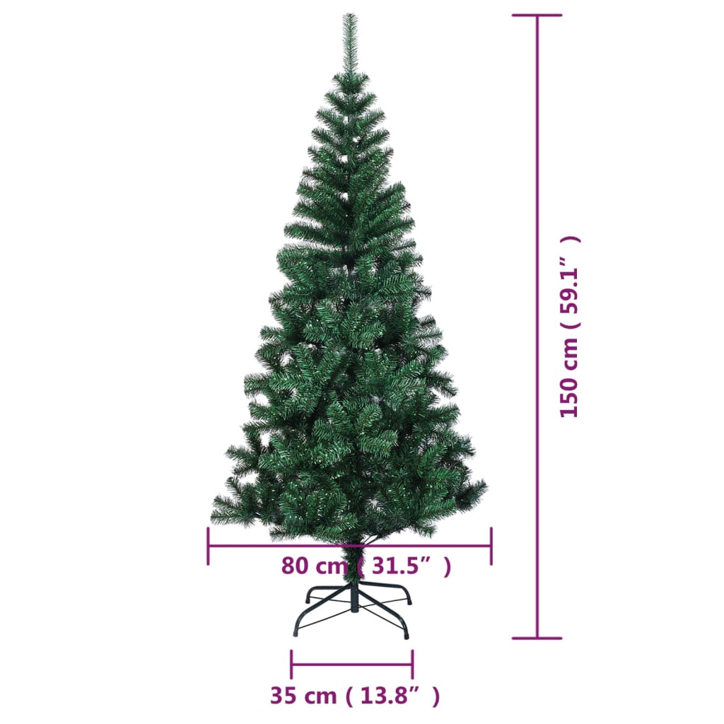 Vidaxl Artificial Christmas Tree with Iridescent Tips, Green, 150 Cm