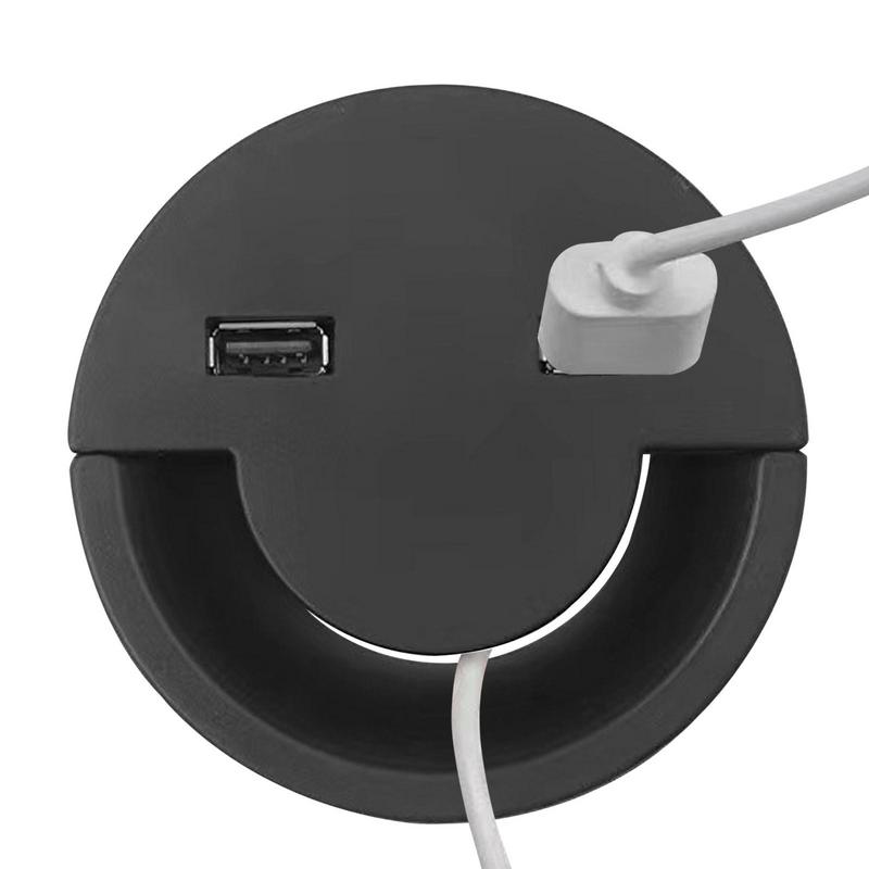 Desk Charger Organizer Phone Cord Holder Laptop And Charger Cord Organizer Desktop Accessories Round Smile Design For Home