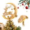 Punta Albero Angelo Dorata Illuminata a LED Gocce di Cristallo Fiocco di Neve Decorazione Festività Natalizie