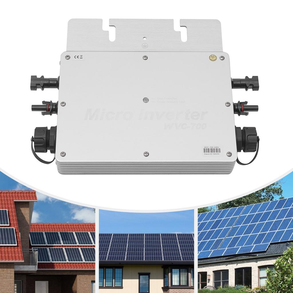 Solar Grid Tie Microinverter, 700W Output, IP65 Waterproof, Aluminum Alloy Housing, High-Efficiency Energy Conversion
