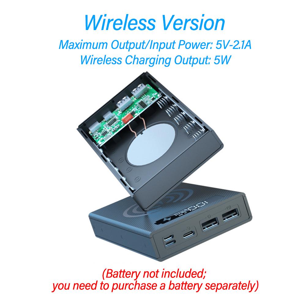 5 Cells 18650 DIY Power Bank Case Kit Detachable No Soldering Battery Box Mobile Power Shell Wireless Charging Without Battery