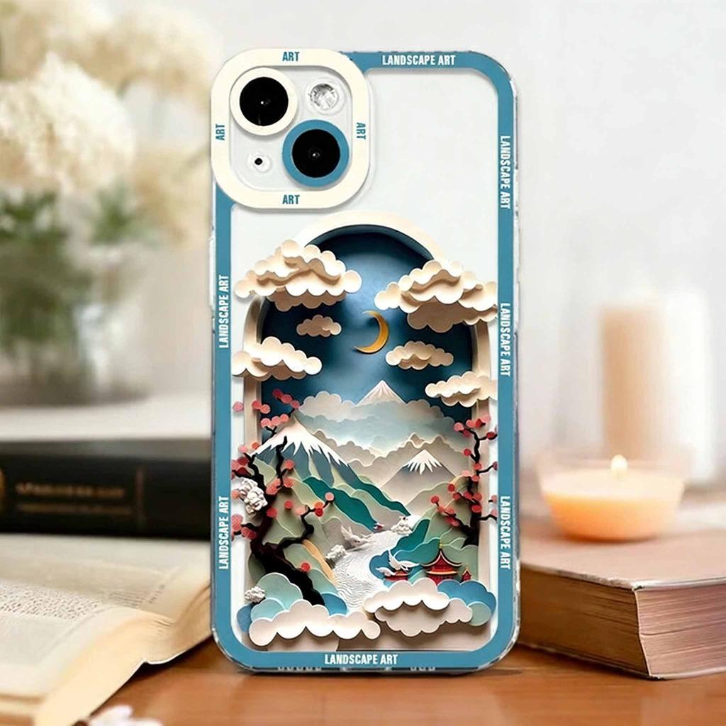 Luxury Japanese-Style Landscape Art Soft TPU Case For Xiaomi 15T Pro POCO X7 X6 X5 X4 X3 M7 F5 Pro F7 F5 F3 M3 11T Pro TPU Cover