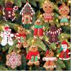 12Pcs Christmas Wooden Pendants Gingerbread Man Xmas Tree Hanging Ornaments Home Party Christmas Decor Navidad New Year Gifts