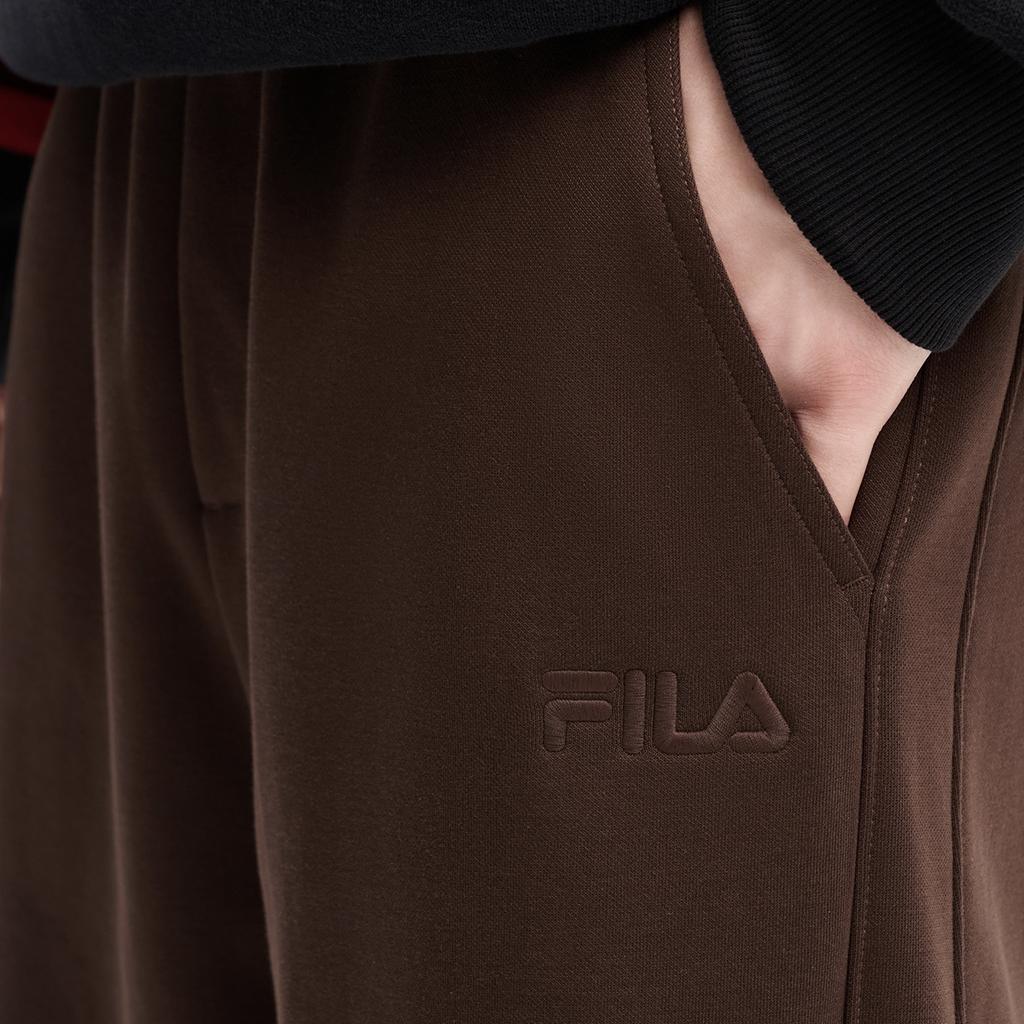 Fila Original Fleece Version Warm Fashion Simple Versatile Comfortable Casual Retro Classic Loose Knit Sports Pants Men Pants Dark-Brown F11M619603FBN